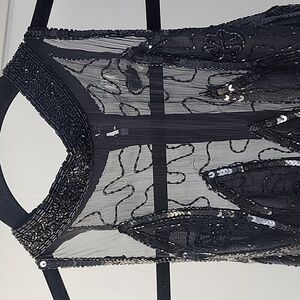 Black Beaded Dress. Formal Maxy Dress.